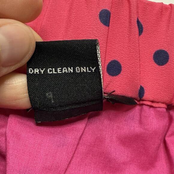 J Peterman Maxi Skirt Size 4 Pink Navy Polka Dot A-Line Retro Pockets Long Slit - Picture 8 of 12